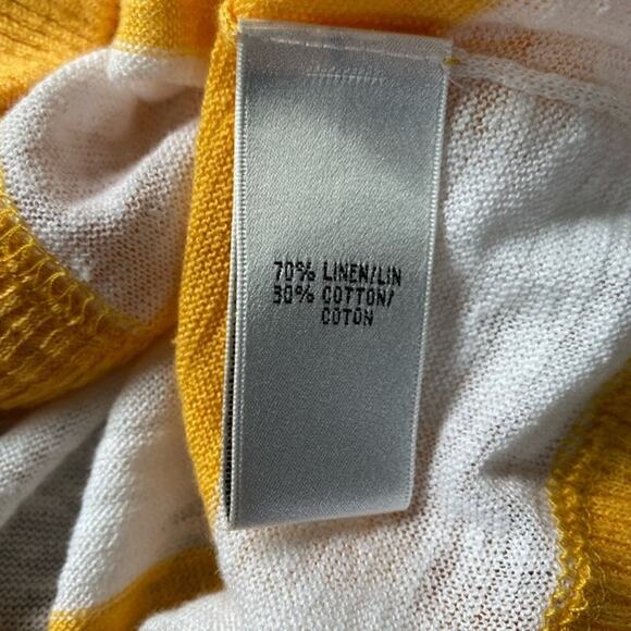 Lafayette 148 Yellow Striped Linen Blend Button Front Cardigan Size Medium - Picture 8 of 10